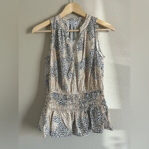 NWT Anthropologie Current Air Top Cheetah‎ print satin Tank  blouse Metallic S
